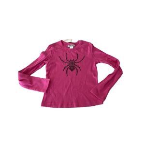 Self Esteem Girls Size Medium Sparkle Spider Knit Top Bright Pink Halloween